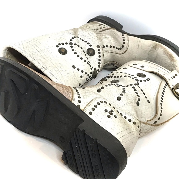 ASH Studded Boots Buckle Strap Distressed Engineer - Picture 8 of 15